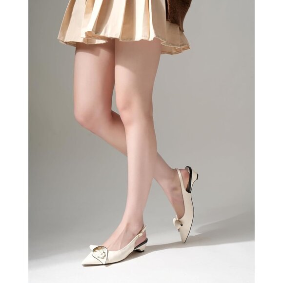 Sicare Slingback Heels Pumps Synthetic White Women Flower Block Heel Dress Shoes - Picture 4 of 13